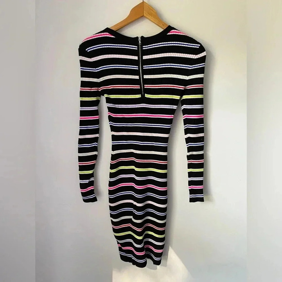 Milly Dress Women's XS Petite Striped Knit Long Sleeve Body Con